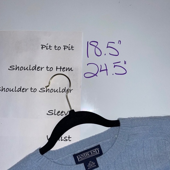 Lands' End Women's Cashmere Ribbed Crewneck Sweater Light Blue Preppy Classic - Picture 9 of 9